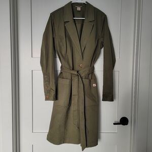 Duluth Trading Co. Olive Green Women's Trench Coat